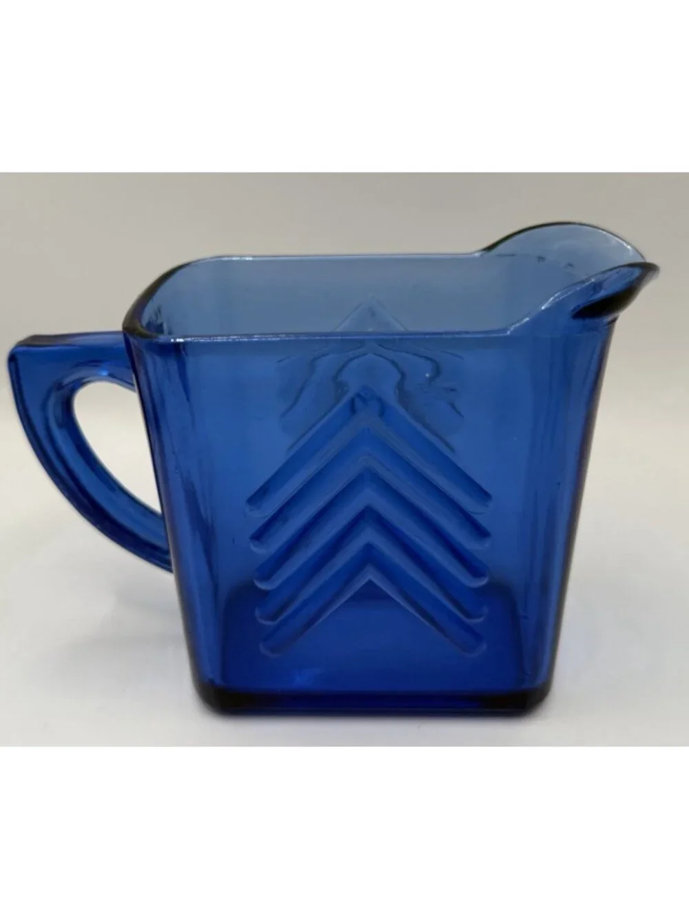 Vintage Chevron Cobalt  Blue Creamer Sugar Pitcher Set